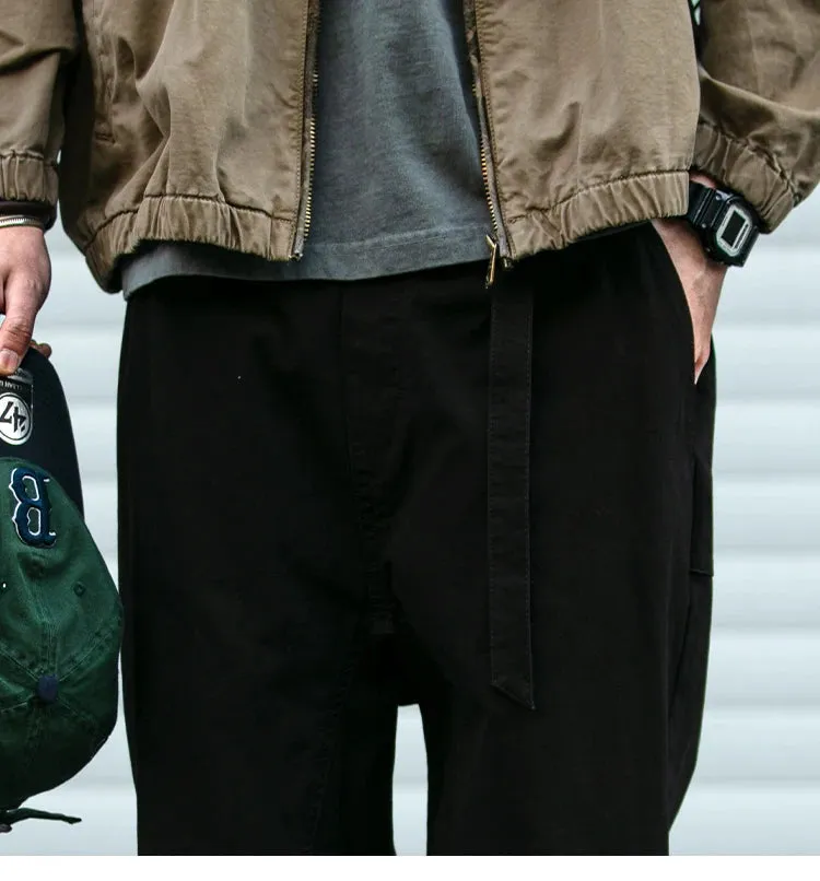 Belted Woven Utility Joggers