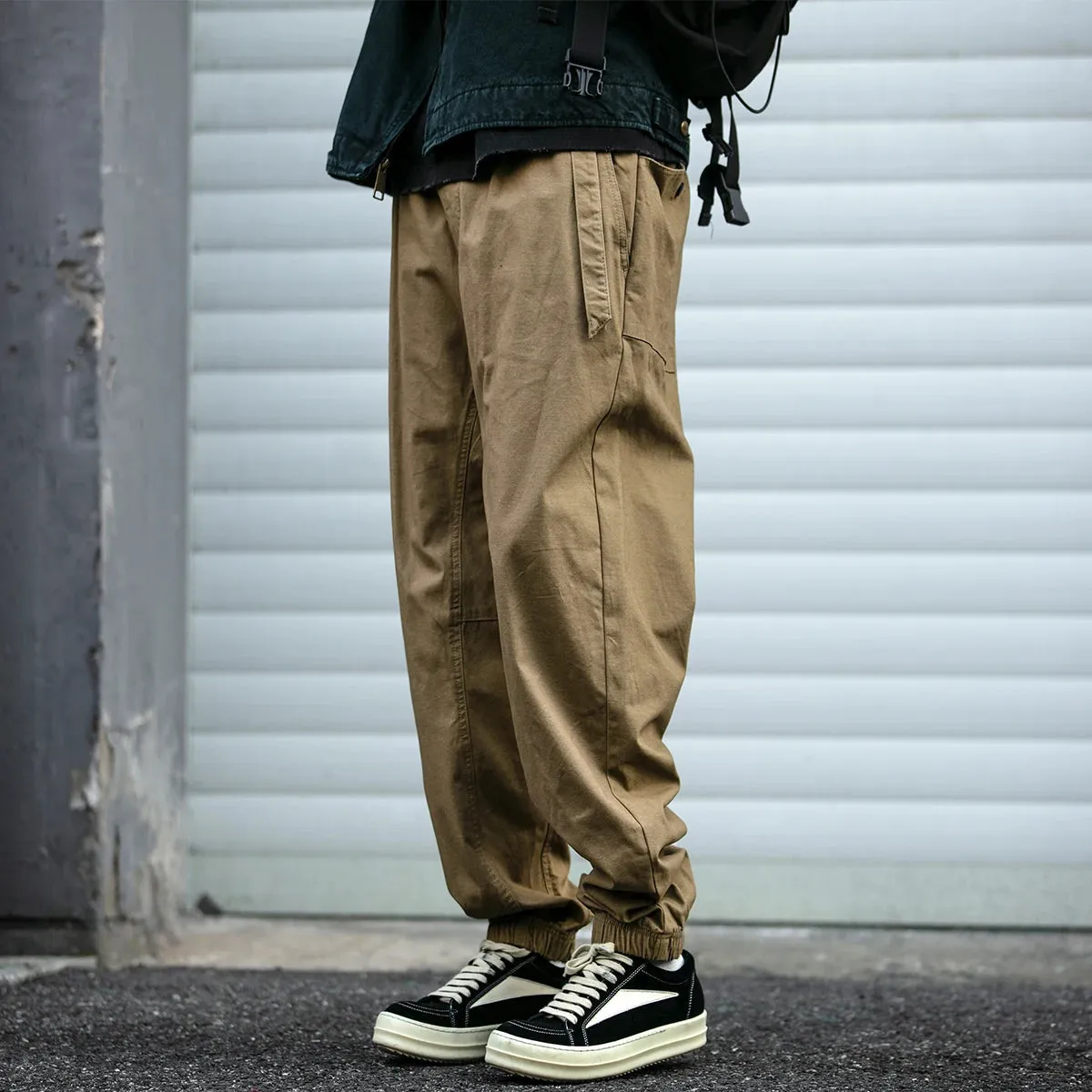 Belted Woven Utility Joggers