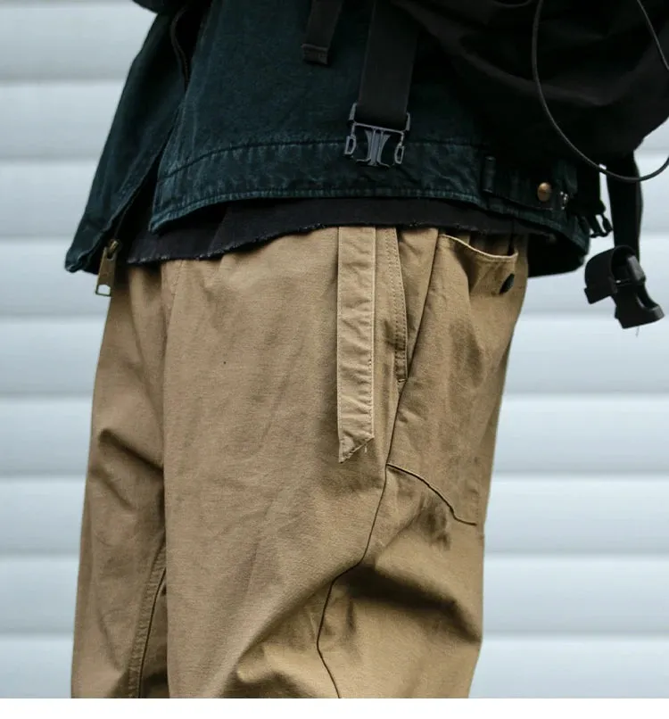 Belted Woven Utility Joggers