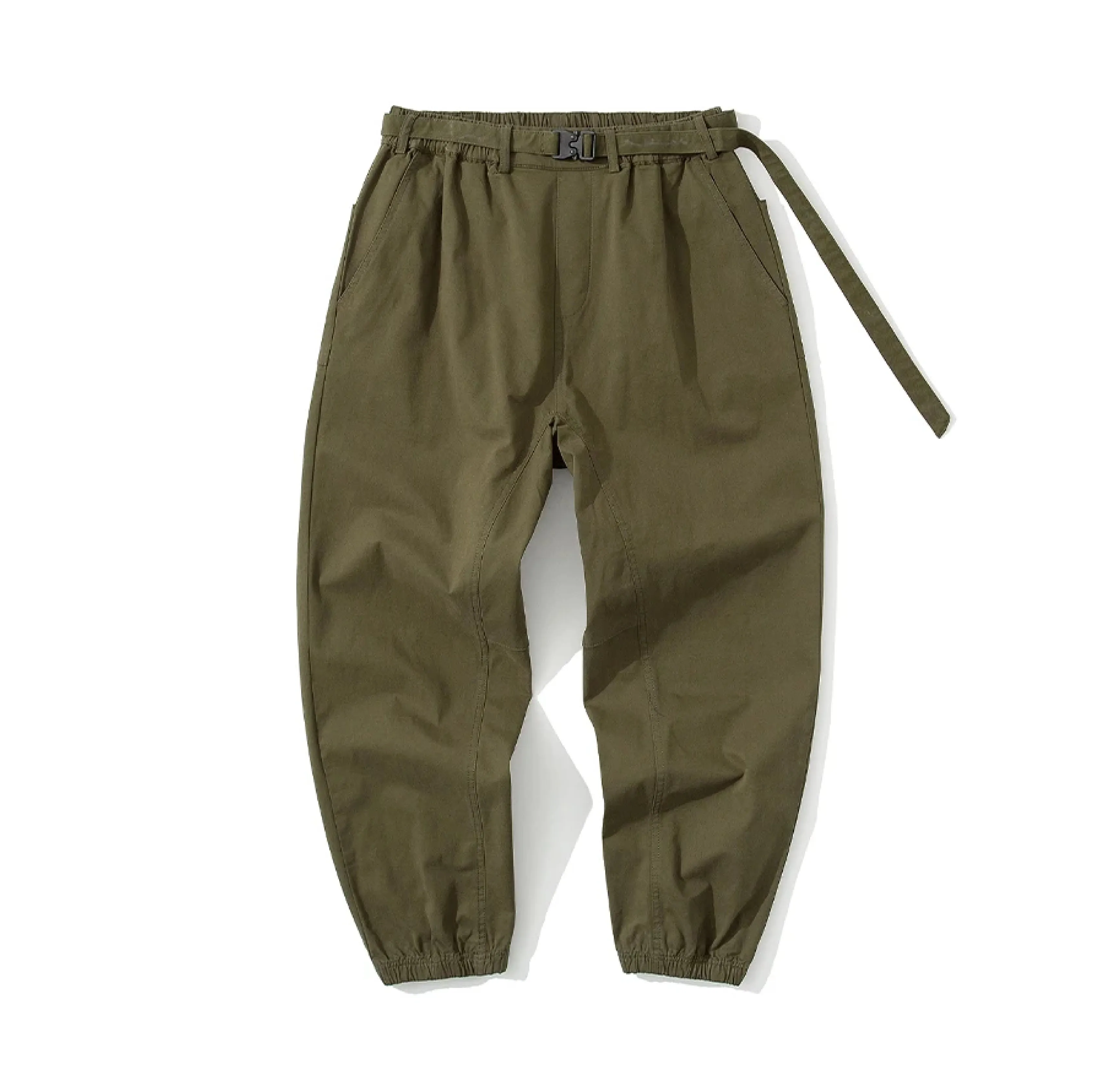 Belted Woven Utility Joggers