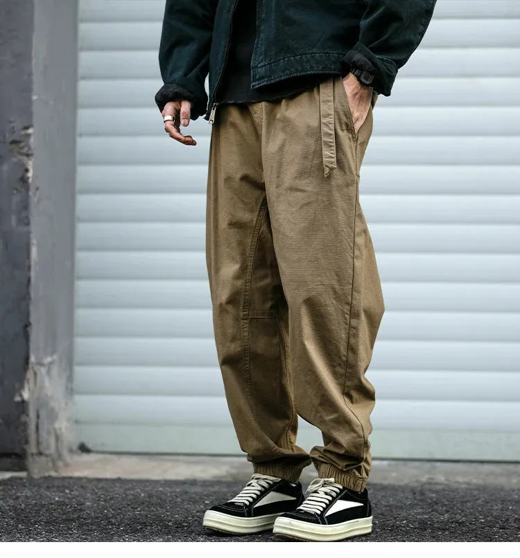 Belted Woven Utility Joggers