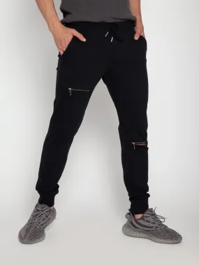 Black Tapered Zip Joggers