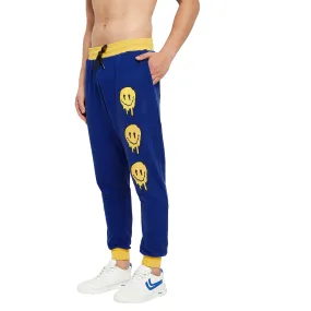 Blue OverSized Melted Smiley Print Sweatpants