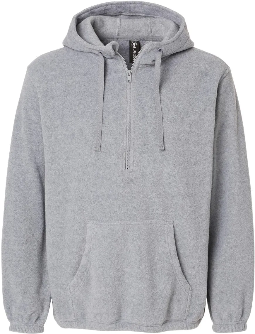 Burnside Polar Fleece Quarter-Zip Hooded Pullover