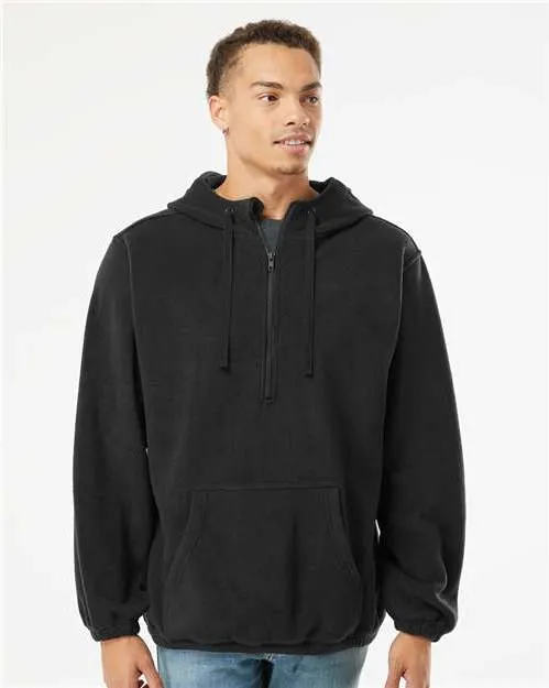 Burnside Polar Fleece Quarter-Zip Hooded Pullover