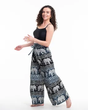 Elegant Navy Divine Elephant Palazzo-Style Harem Pants for a Bohemian Look