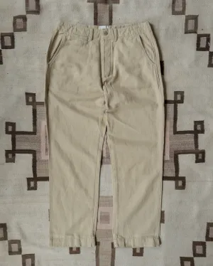 Flat Front Cotton Linen Twill Chino - Camp Khaki