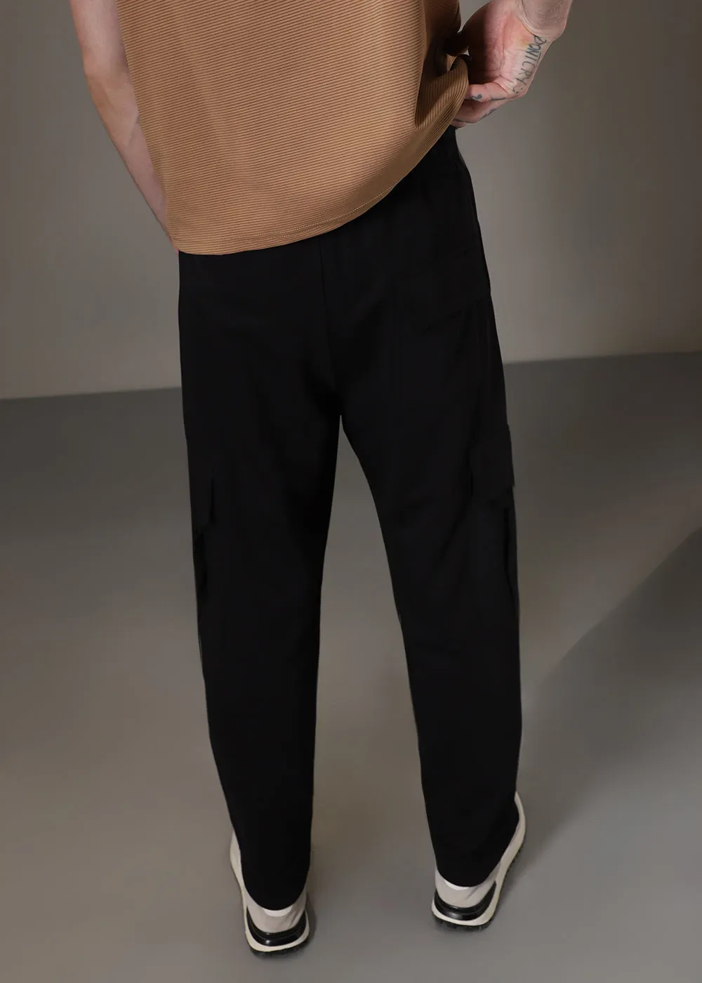 Jet Black Cargo Joggers