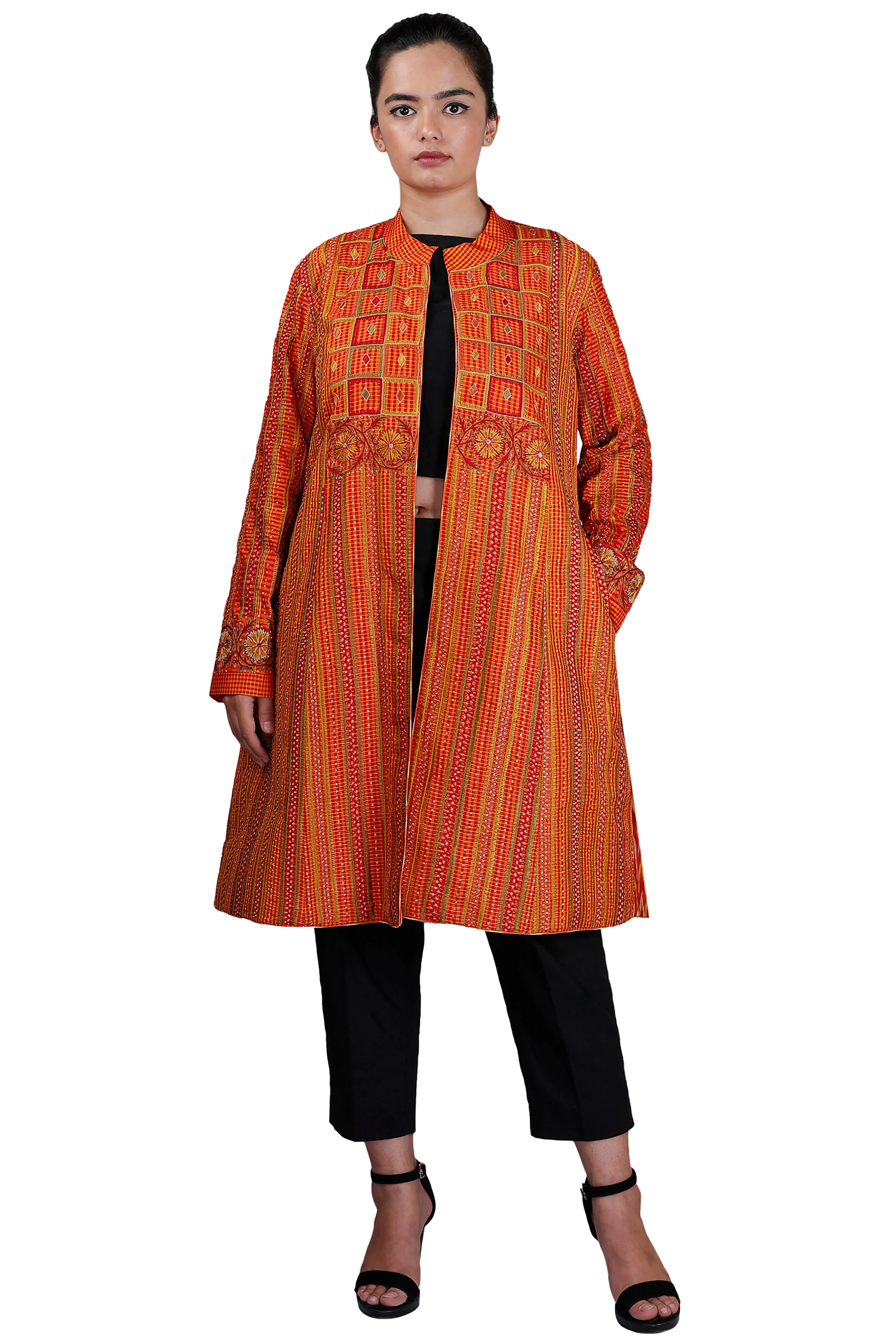 Orange Chettinad Silk Jacket