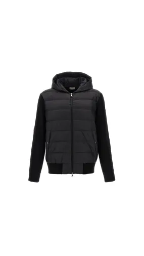 Padded Wool Hoodie - Black