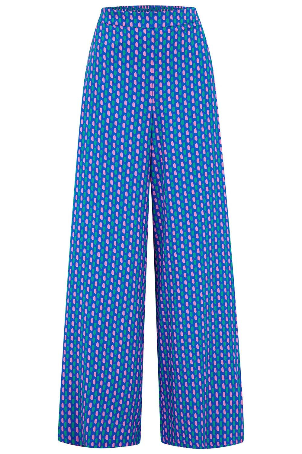 Patsy Palazzo Pants - Blue, Dotted Lines